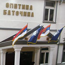 Flags in front of municipal building in Batočina