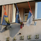 Flags in front of Palilula Municipality