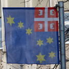 Flags in front of Zvezdara Municipality