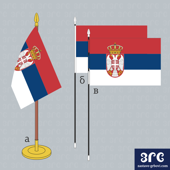 Застава Србије на копљу - примери правилне технике истицања